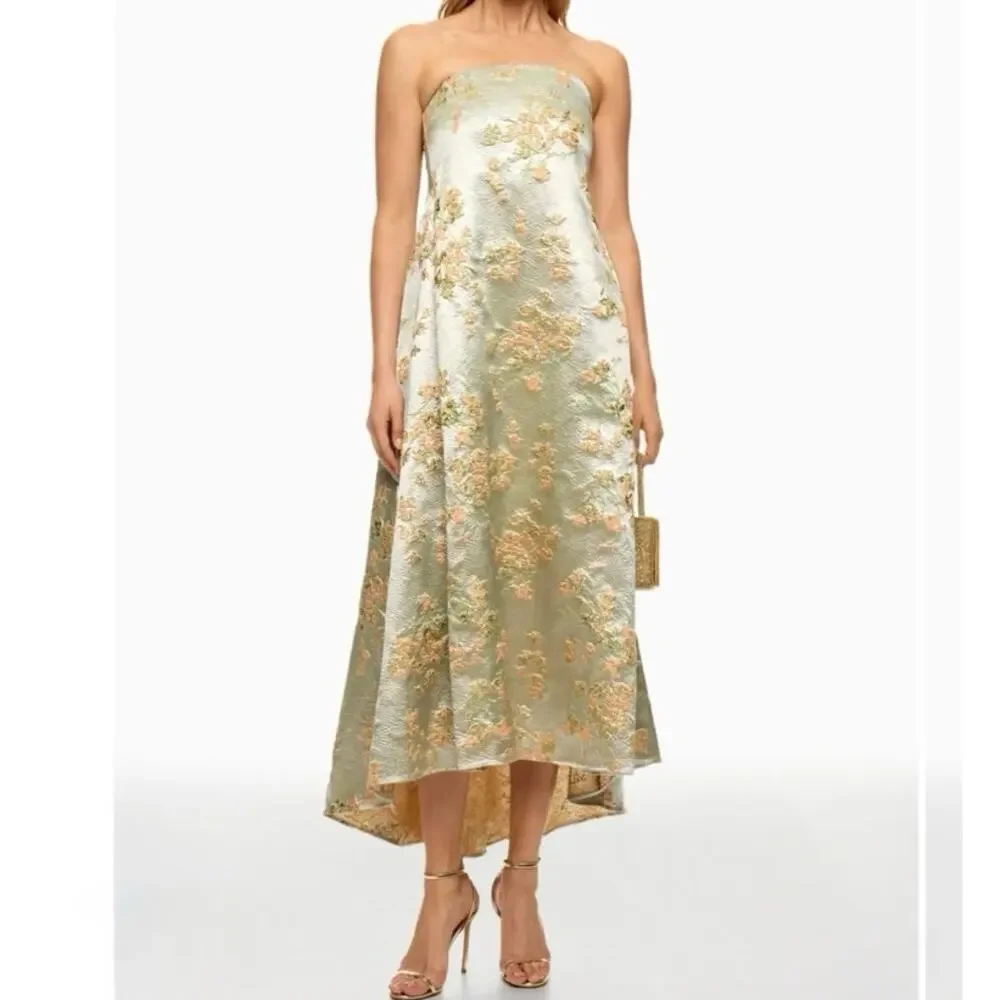 Staud Kennedy jacquard metalic floral midi dress Size 0 - Picture 1 of 12